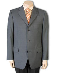 Mens 3 Button Blazer - Three Button Mid Gray Sport Coat - Side Vented - Wool Blazer