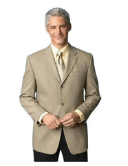 Mens 3 Button Blazer - Three Button Medium Tan Sport Coat - Side Vented - Wool Blazer