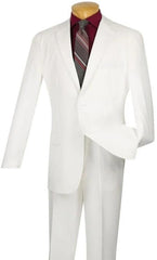 Designer Suit - Mens Suit Modern Fit 2 Button Notch Side Vented in White