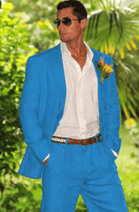 Mens Turquoise Linen Suit