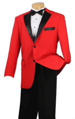 Men's Prom Tuxedo 2 Piece Fancy Lapel In Red 2 Button Design