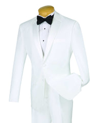 (36S) Slim Fit 2 Piece Tuxedo Single Breasted 2 Button Design in White