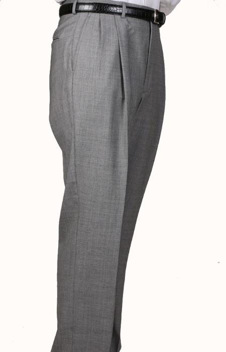 100% Worsted Wool Gray, Parker, Pleated Pants Lined Trousers