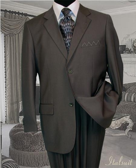 2pc 2 Btn Charcoal Gray Pinstripe Suit Super 150's with Hand Pick Stitch Suit