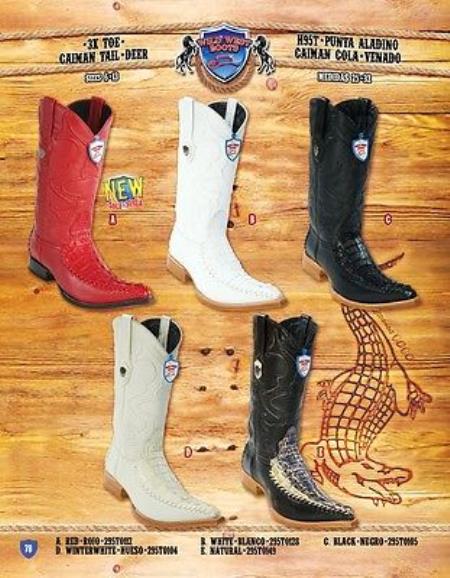 XXX 3X Toe Genuine Caiman Tail With Deer Cowboy Western Boots Multi ...