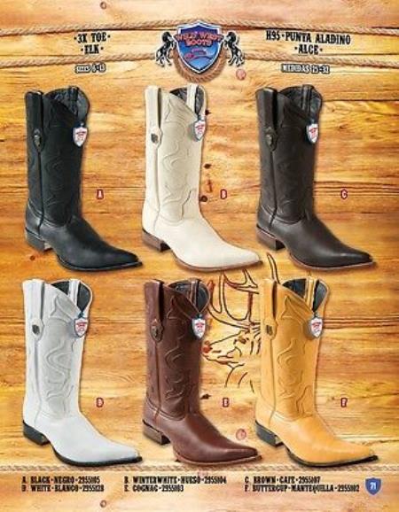 3X Toe Genuine Elk Cowboy Western Boots Multi-color