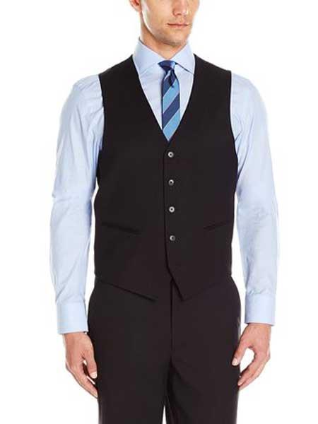 Men's 5 Button Black Micro Tech Dress Tuxedo Wedding Vest