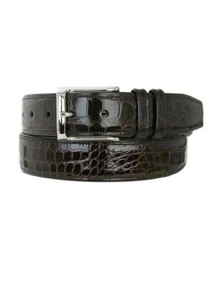 Mezlan Belts Brand Men's Genuine World Best Alligator ~ Gator Skin Dark Brown Skin Belt