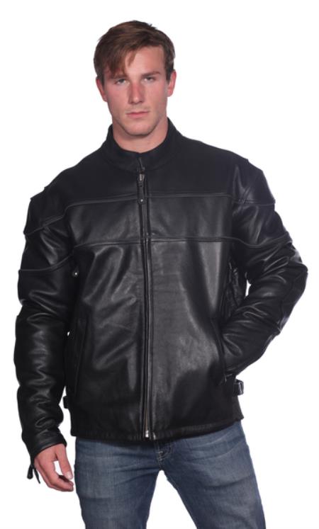 Astor Leather Jacket Black - Wool Executive Suit