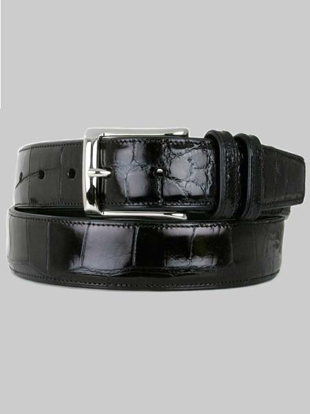 Mezlan Belts Brand Men's Genuine World Best Alligator ~ Gator Skin Black Skin Belt