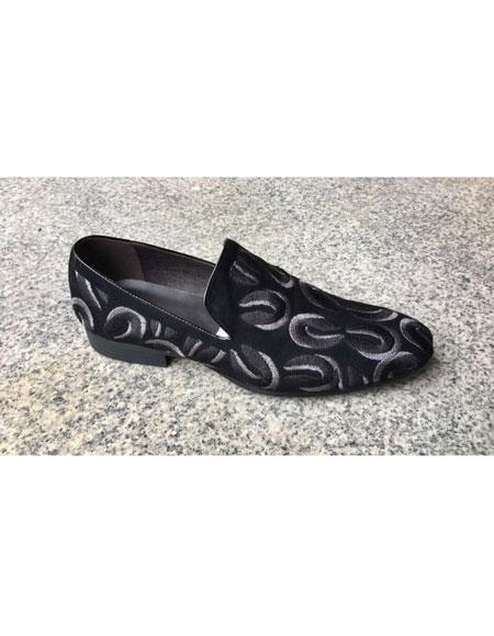 mens black suede dress loafers