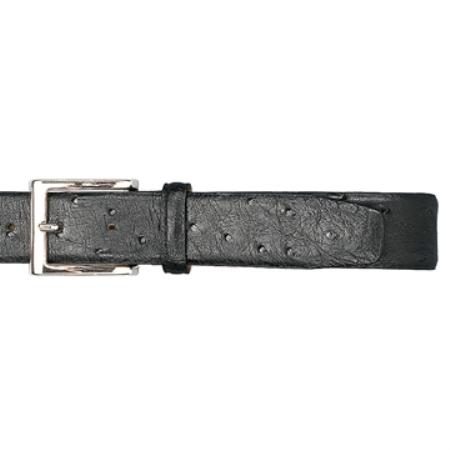 Black Genuine Ostrich Belt 