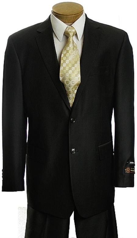 Men's Black Pinstripe 2 Button affordable Cheap Priced Business Suits Clearance Sale online sale