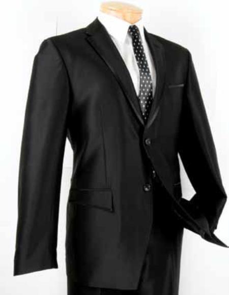 Men's  2 Button Slim Fit Suit Black 