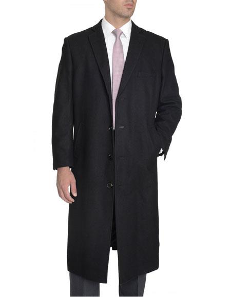 mens full length overcoat black