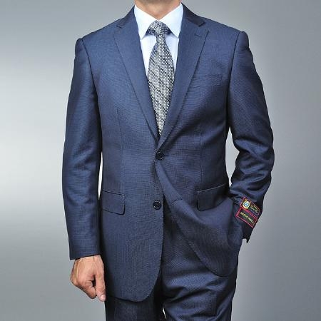 Men's Blue Teakweave 2-button 2 Piece Suits - Two piece Business suits Suit - 62503 - P&L