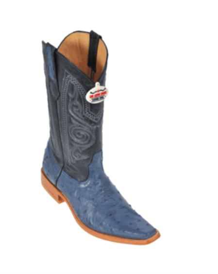 Men's Blue Jean Ostrich Cowboy Boots