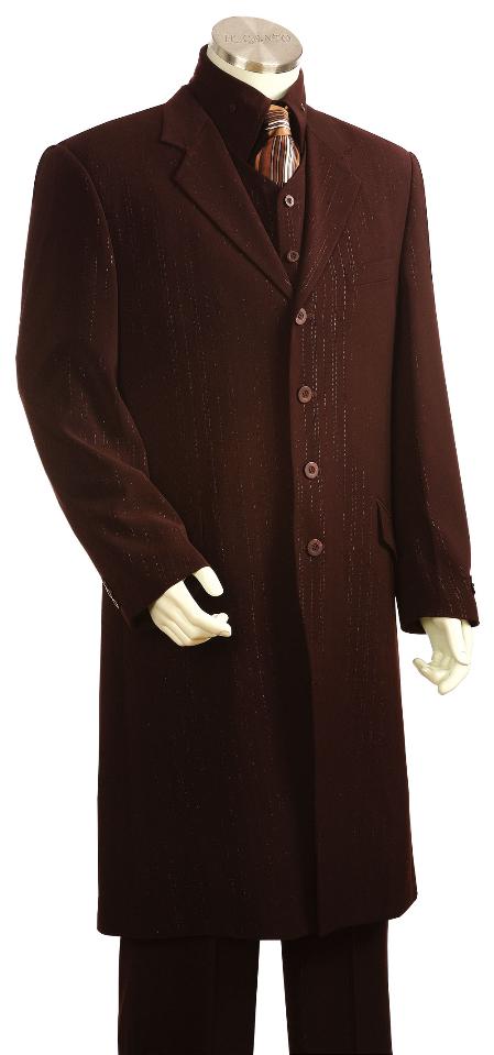 Men's Fashionable Long Zoot Suit Brown