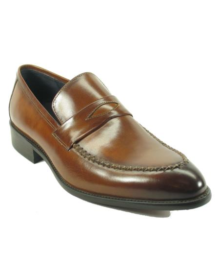 Carrucci Men's Brown Genuine Moccasin Leather Slip On