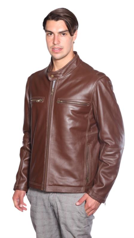 Lance Moto Leather Jacket Brown