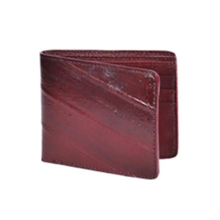 Wallet-Burgundy ~ Maroon ~ Wine Color Genuine Exotic Eel Skin 