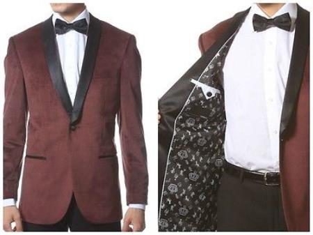 Men's Burgundy ~ Wine ~ Maroon One Button Dinner Jacket Burgundy Tuxedo