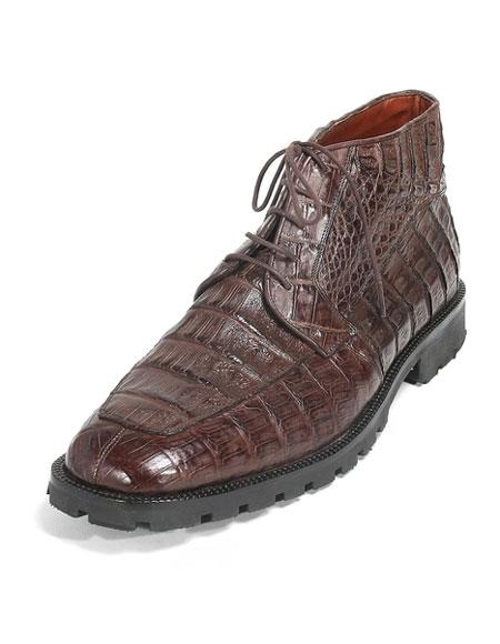 Los Altos Men's Brown Stylish Genuine Caiman Crocodile Belly Hornback ...