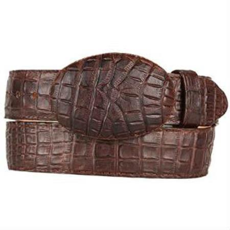 Men's Caiman Belly (Imitation) Western Style Printed Pattern Belt Brown 