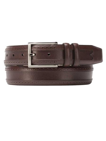 Mezlan Belts Brand Men's Genuine Calfskin Dark Brown Skin Belt