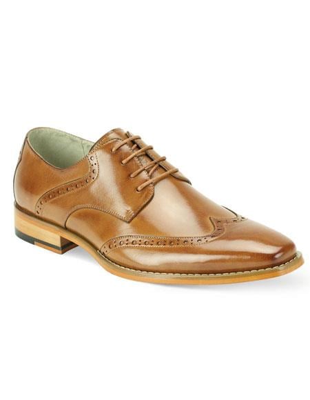 SKU#CH1419 Men's Wingtip style Lace Up Genuine Leather Ta