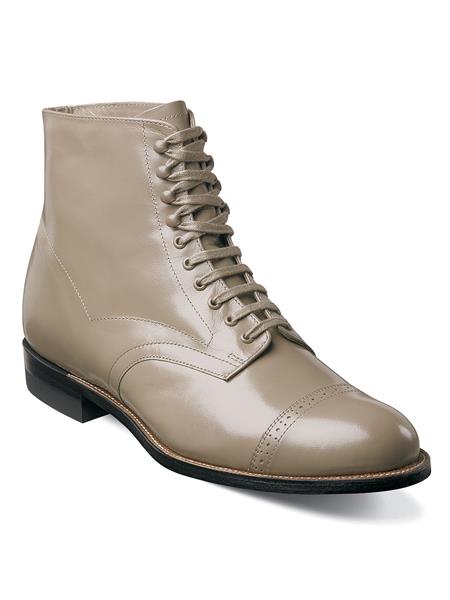 Stacy Adams Taupe Classic Men's Lace Up Style Trendy Cap Toe Boots