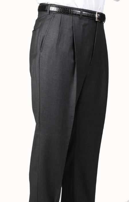 65% Polyester Charcoal Somerset Double-Pleated Slacks / Dres