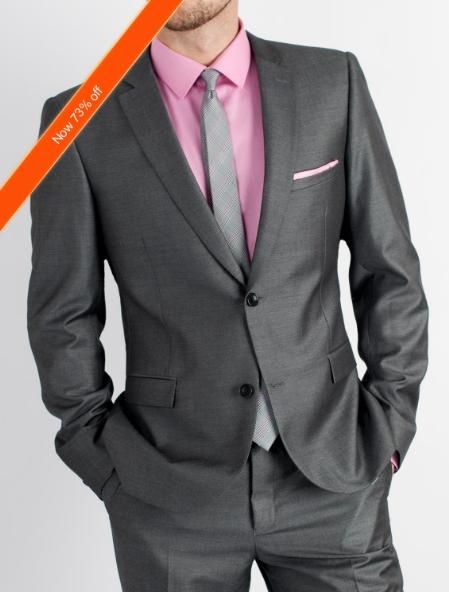 Men's Charcoal Slim Fit Cheap Priced Business Suits Clearance Sale