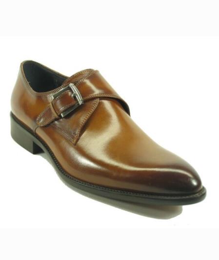 Men's Fashionable Carrucci Cognac Slip On Buckle Style Shoes