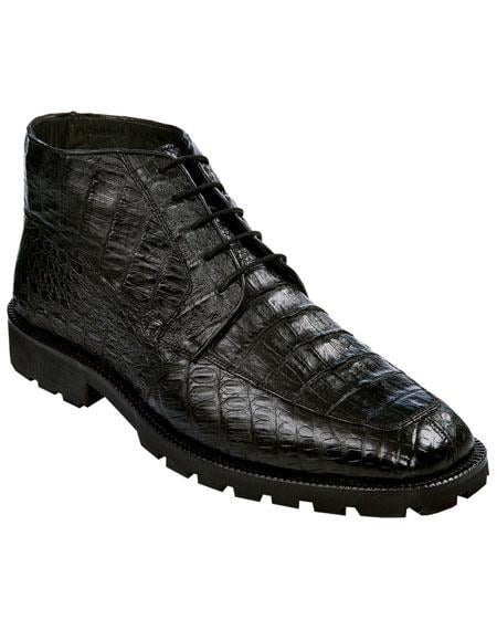 Los Altos Boots Men's Genuine All Crocodile Caiman Black Ankle Leather ...