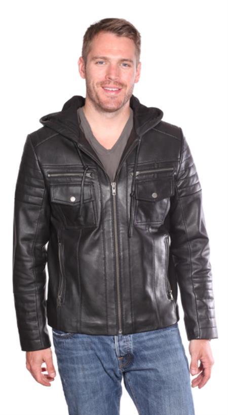 Warden Leather Bomber Jacket Black