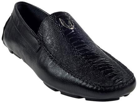 SKU#SS-9475 Belvedere Onesto Mens Gray Ostrich Crocodile Cap Toe Shoes