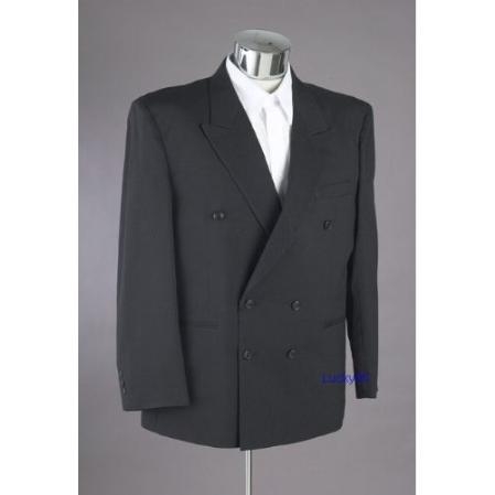 New Men's Double Breasted Black Dress Suit