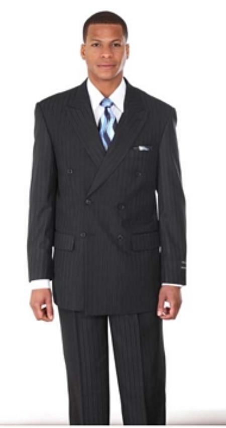 Double Breasted Suits Pintstripe Suit Dark Navy 