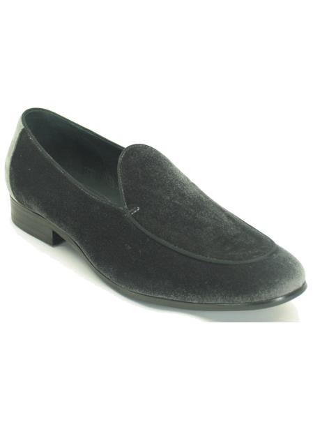 grey velvet loafers mens