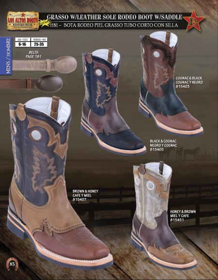 Mens Los Altos Grasso w/ Leather Sole Rodeo Boot w/ Saddle Diff. Colors ...