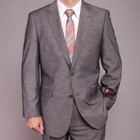 Men's 2 Button Grey Patterned Modern Fit Suits Suit  2 Piece Suits - Two piece Business suits Suit
