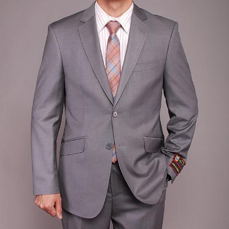 Men's Double Vent Gray Textured Matching Vest 2 Piece Suits - Two piece Business suits Suit
