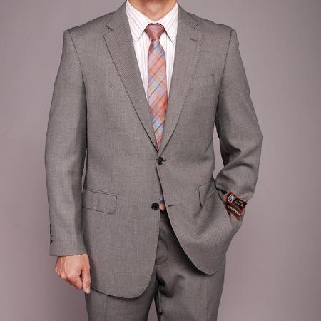 Men's Gray Birdseye 2-button Suit - Dress Suit For Men 2 Piece Suits - Two piece Business suits Suit