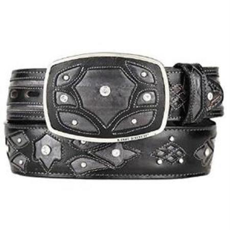 Men's Burnished Gray Original Eel Skin Fashion Western Belt 