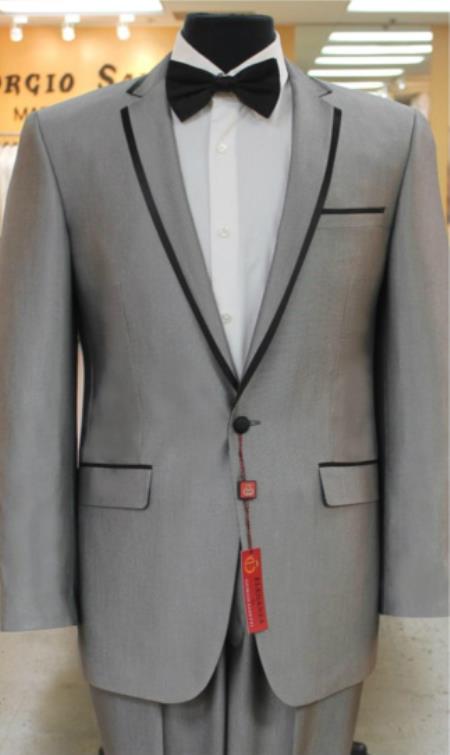 Men's Grey~Gray fully lined Two vents Formal Suit