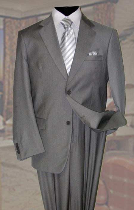 Gray Men's Wool Suit 2 Button 2pc Super 150's With Hand Pick Stitch Suit