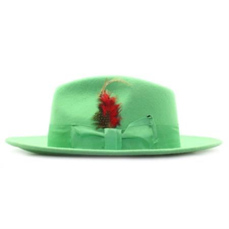 Mens Dress Hat Mens lime mint Green Fedora Hat