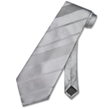 Silver Grey Striped Woven Neck Tie Men's Grey Color Design N