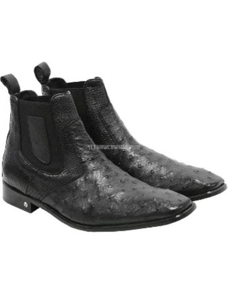 black ostrich skin boots